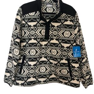 NWT - Columbia Black and Cream Geometric Fleece